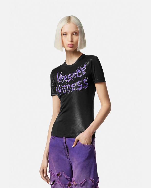 mujer Versace negro camiseta de diosa ropa 4F604149