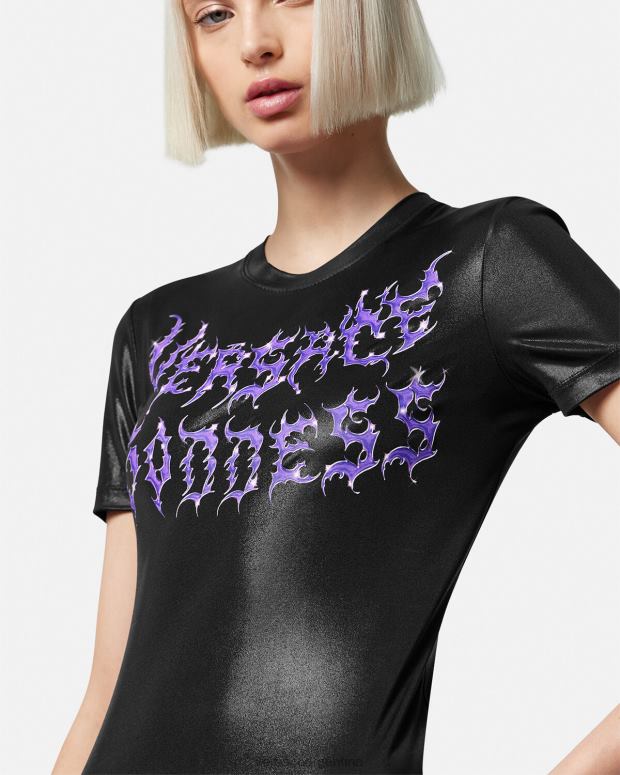 mujer Versace negro camiseta de diosa ropa 4F604149