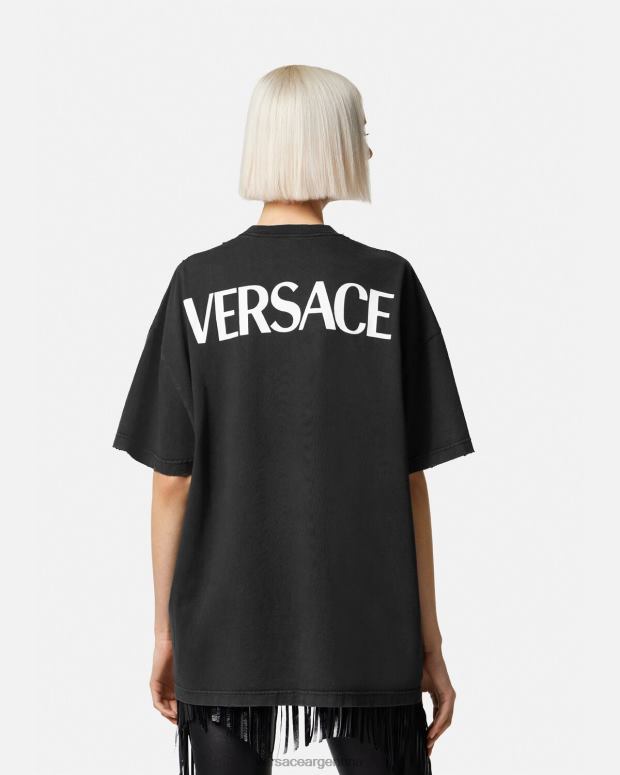mujer Versace negro camiseta extragrande de diosa ropa 4F604150