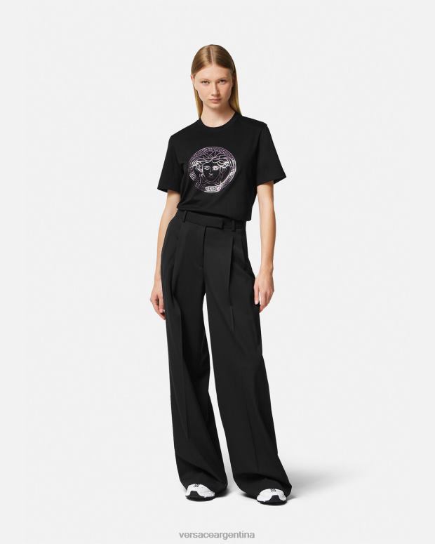 mujer Versace negro y rosa camiseta medusa ropa 4F604127