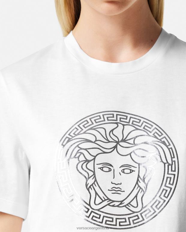 mujer Versace plata blanca camiseta medusa ropa 4F604128