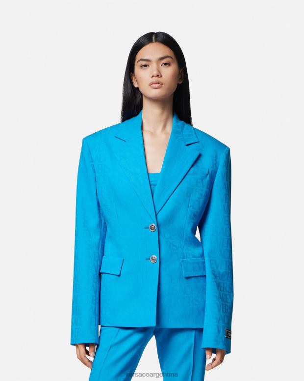mujer Versace azul blazer en jacquard integral ropa 4F604106