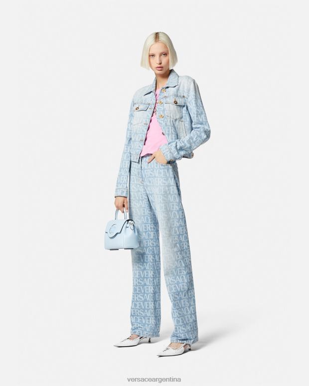 mujer Versace azul chaqueta vaquera integral ropa 4F60487