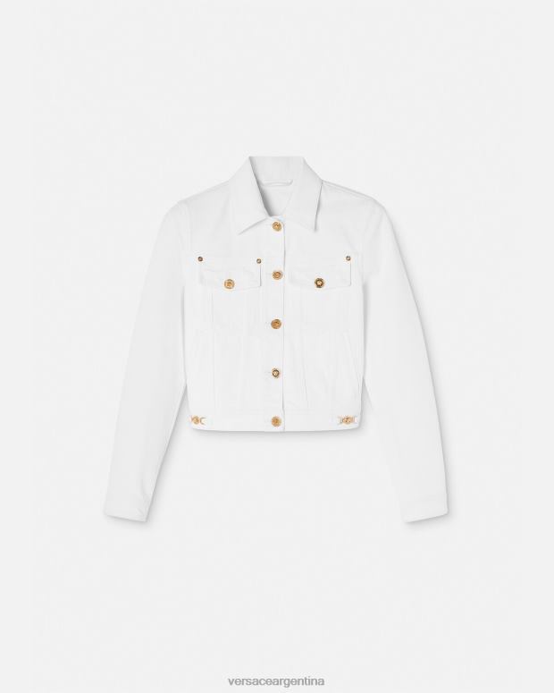 mujer Versace blanco chaqueta vaquera con medusa '95 ropa 4F60481