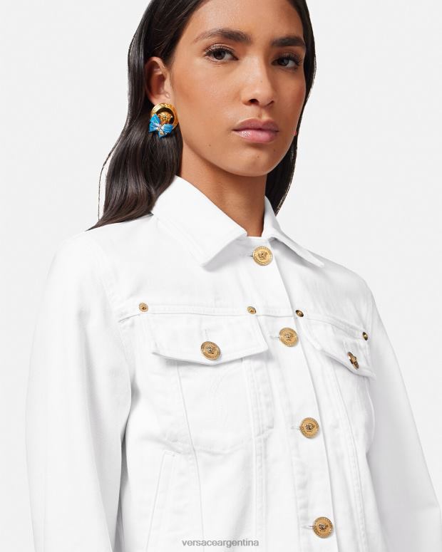 mujer Versace blanco chaqueta vaquera con medusa '95 ropa 4F60481