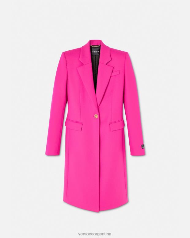 mujer Versace fucsia abrigo largo de lana con medusa ropa 4F604104