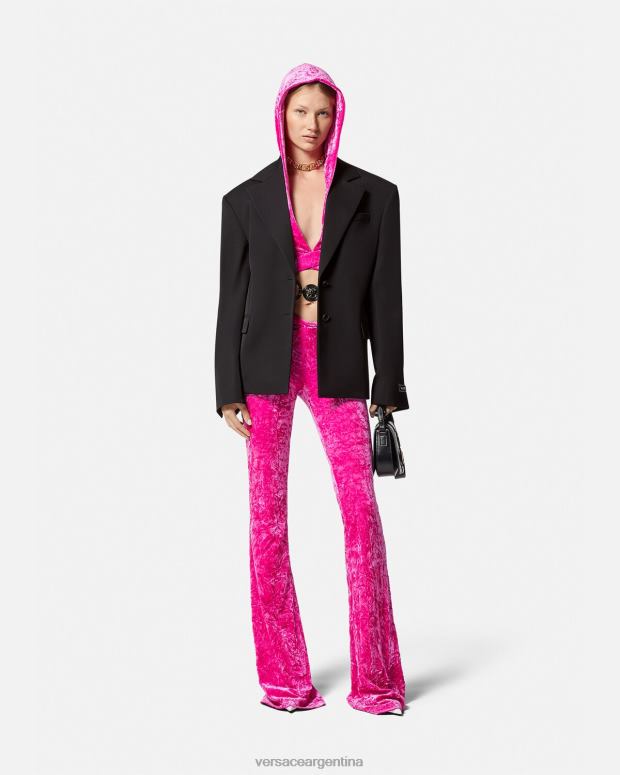 mujer Versace negro blazer con botonadura sencilla ropa 4F604112