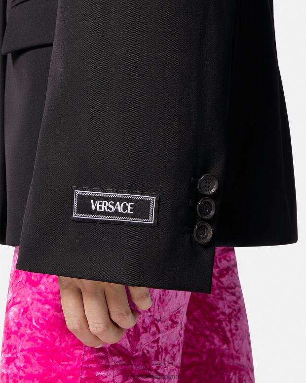 mujer Versace negro blazer con botonadura sencilla ropa 4F604112