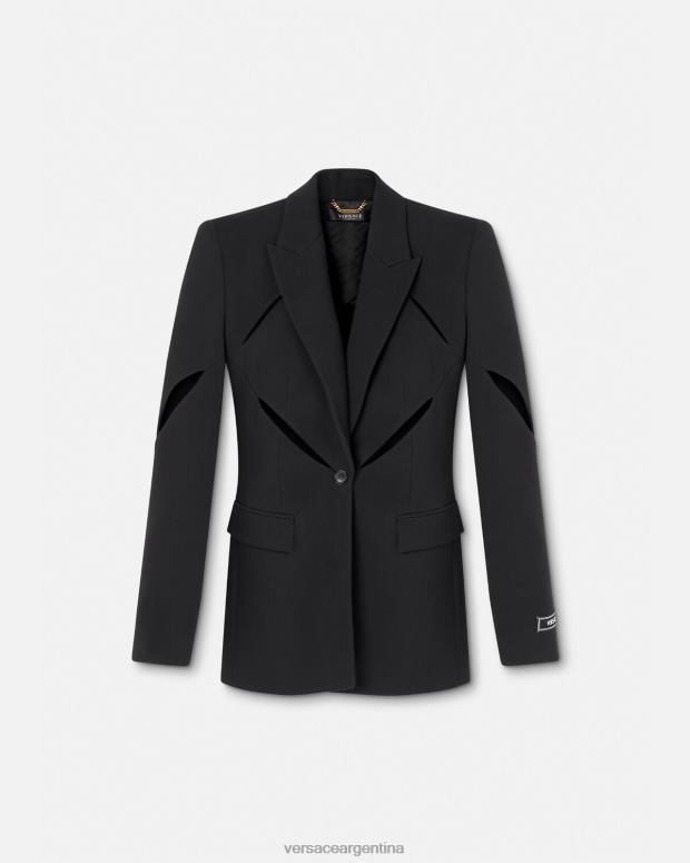 mujer Versace negro blazer con cortes y botones ropa 4F604111
