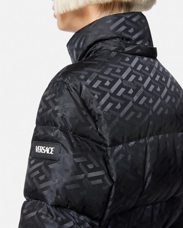 mujer Versace negro chaqueta acolchada la greca ropa 4F60495