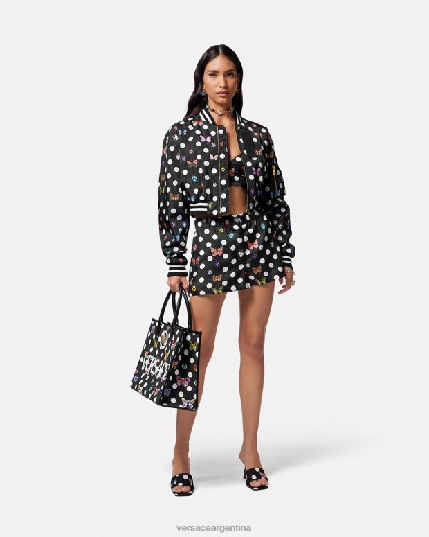 mujer Versace un color chaqueta bomber corta con mariposas ropa 4F60478