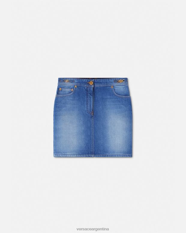 mujer Versace azul minifalda vaquera con Medusa '95 ropa 4F604167