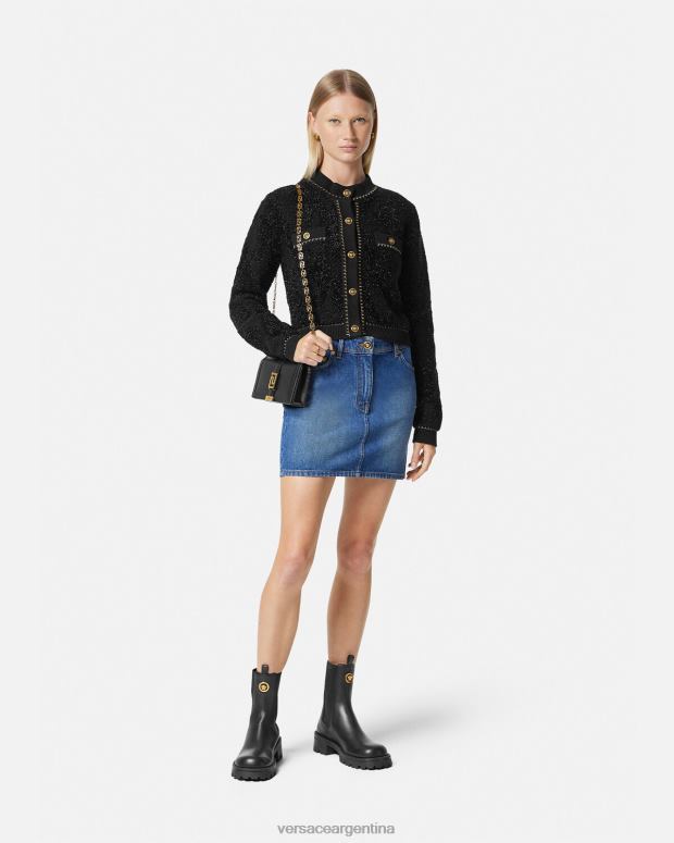 mujer Versace azul minifalda vaquera con Medusa '95 ropa 4F604167