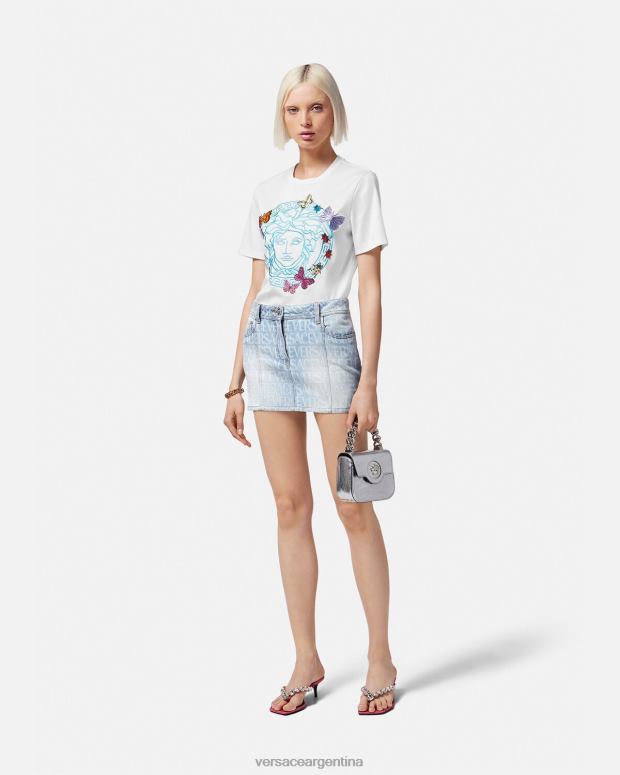 mujer Versace azul minifalda vaquera integral ropa 4F604166