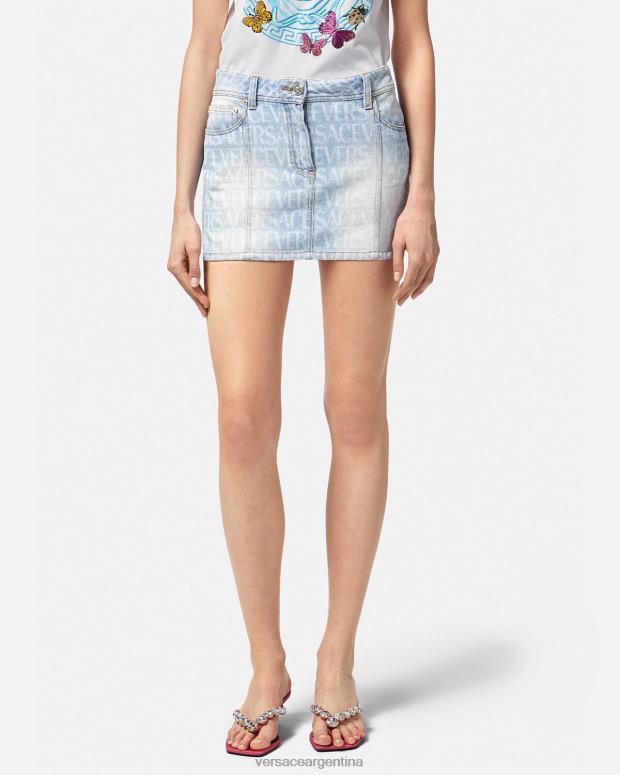 mujer Versace azul minifalda vaquera integral ropa 4F604166