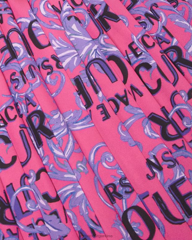 mujer Versace fucsia falda plisada de alta costura con logo ropa 4F6042249