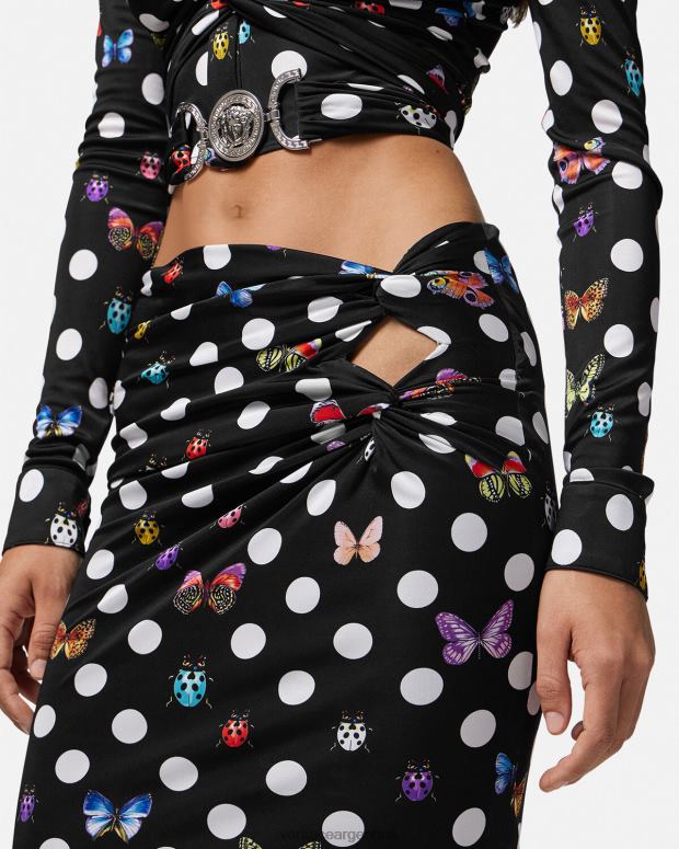 mujer Versace imprimir falda midi con nudo de mariposas ropa 4F604158