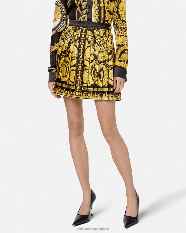 mujer Versace imprimir falda plisada barroco ropa 4F604169