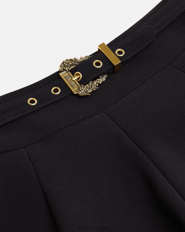 mujer Versace negro falda de alta costura barroca con hebilla ropa 4F6042252