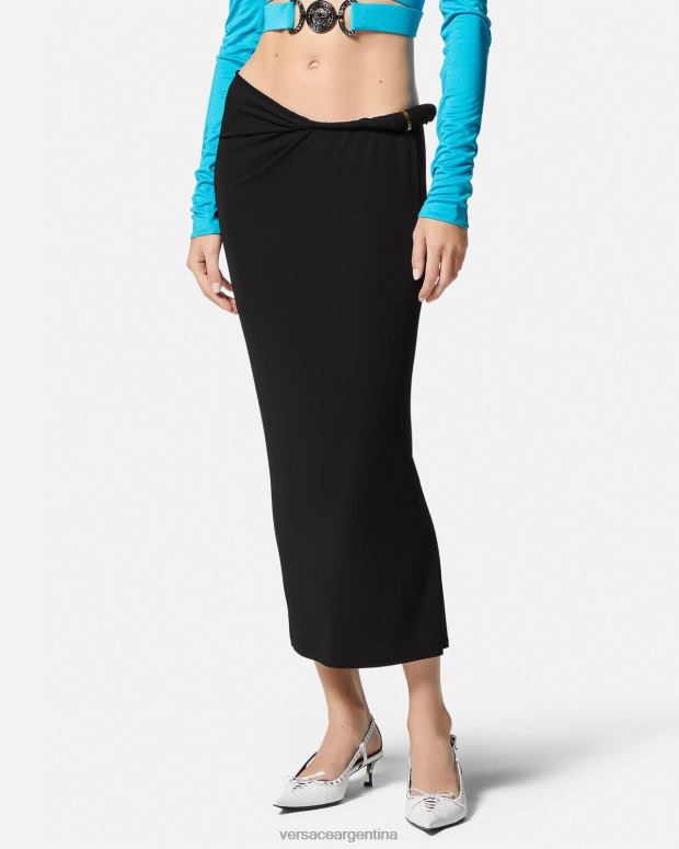 mujer Versace negro falda lápiz enrollada ropa 4F604185