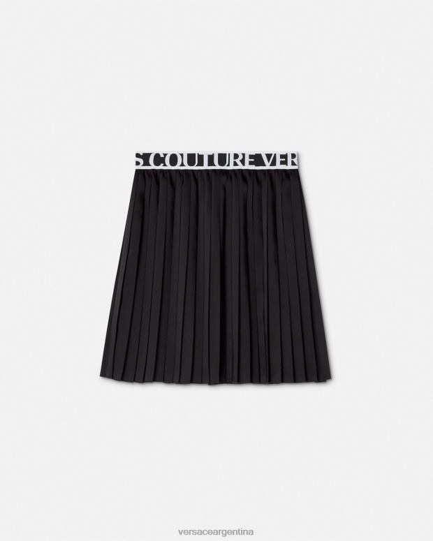 mujer Versace negro falda plisada con logo ropa 4F6042152
