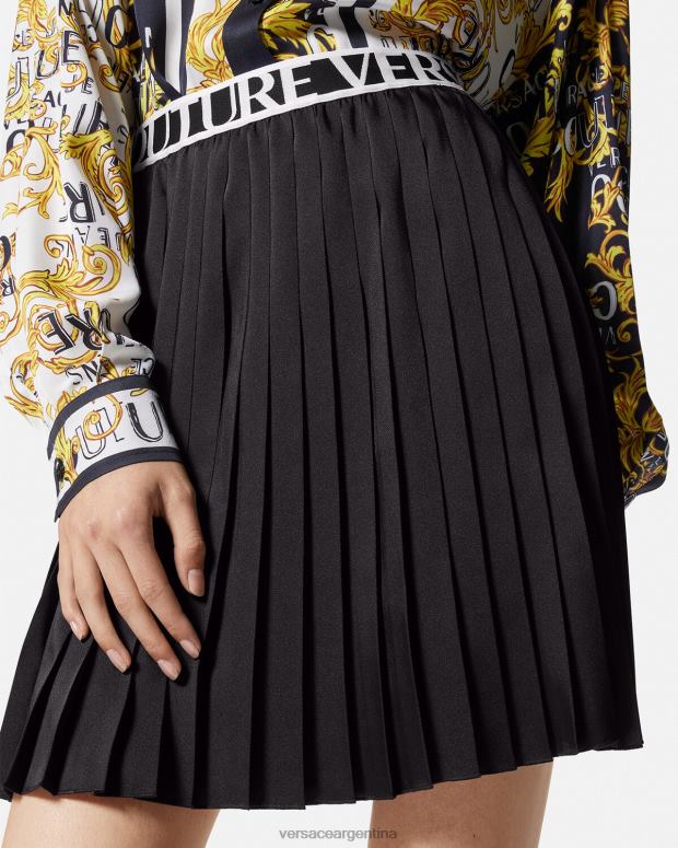 mujer Versace negro falda plisada con logo ropa 4F6042152