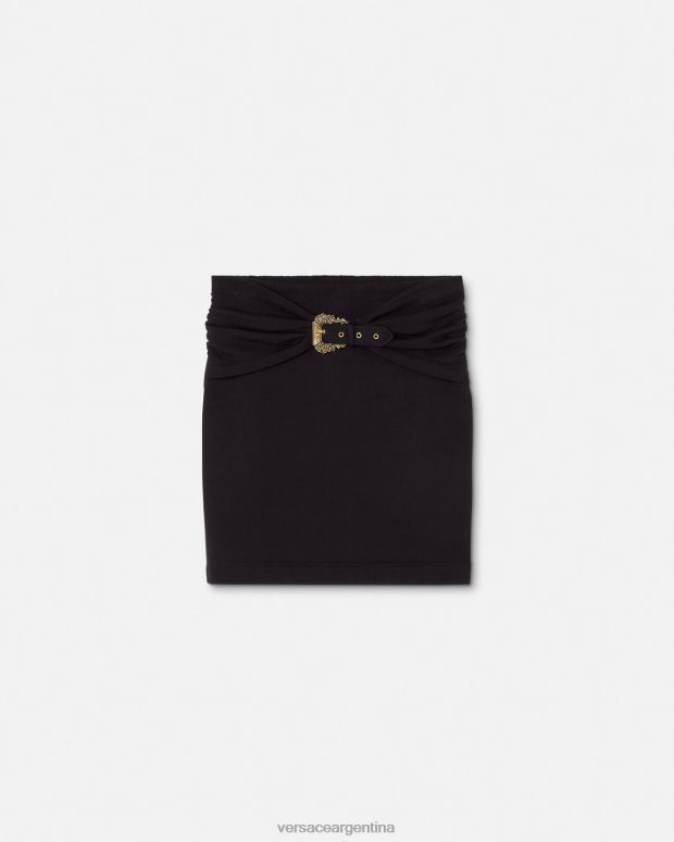 mujer Versace negro minifalda con hebilla barroca ropa 4F6042156