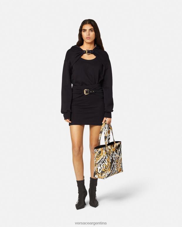 mujer Versace negro minifalda con hebilla barroca ropa 4F6042156