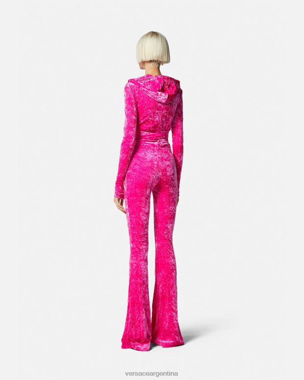 mujer Versace fucsia mono largo con capucha de terciopelo con Medusa '95 ropa 4F60456