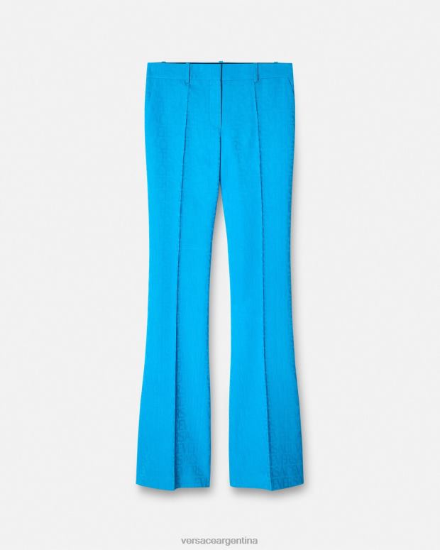 mujer Versace azul pantalones formales en jacquard integral ropa 4F604121