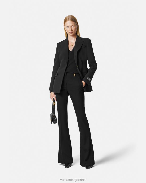 mujer Versace negro pantalones acampanados de sastre ropa 4F604119