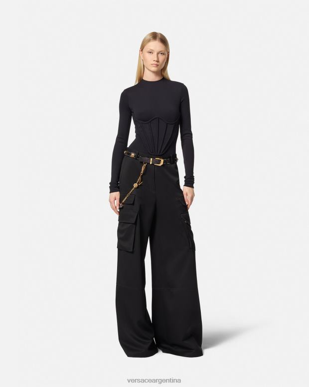 mujer Versace negro pantalones cargo con logo ropa 4F604201