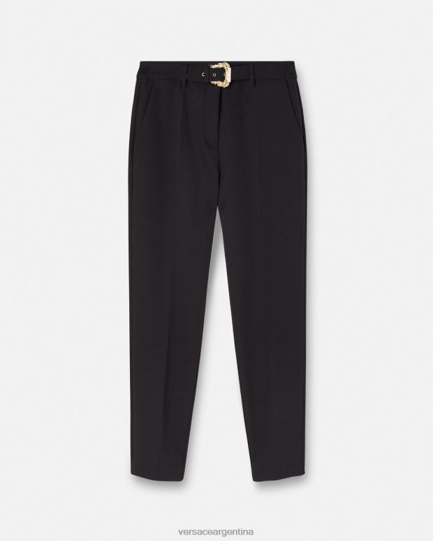 mujer Versace negro pantalones con hebilla barroca ropa 4F6042150