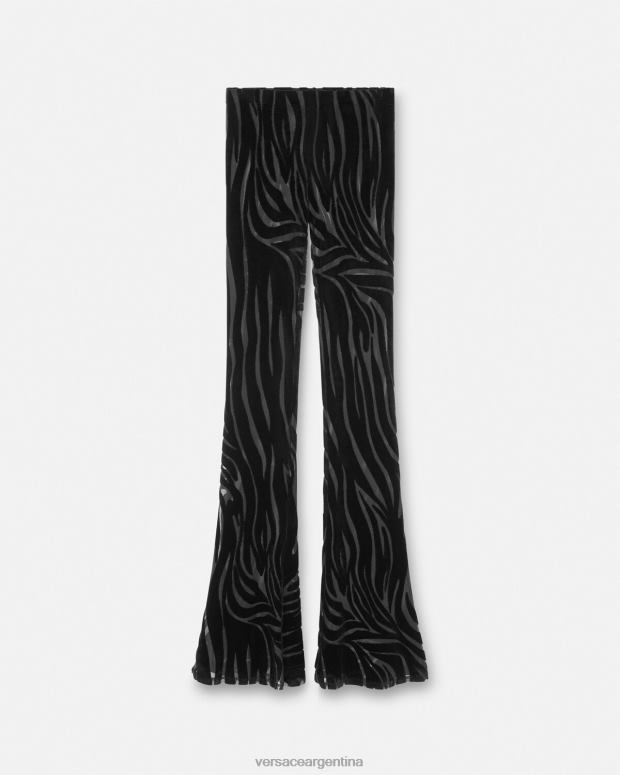 mujer Versace negro pantalones de terciopelo de cebra ropa 4F604222