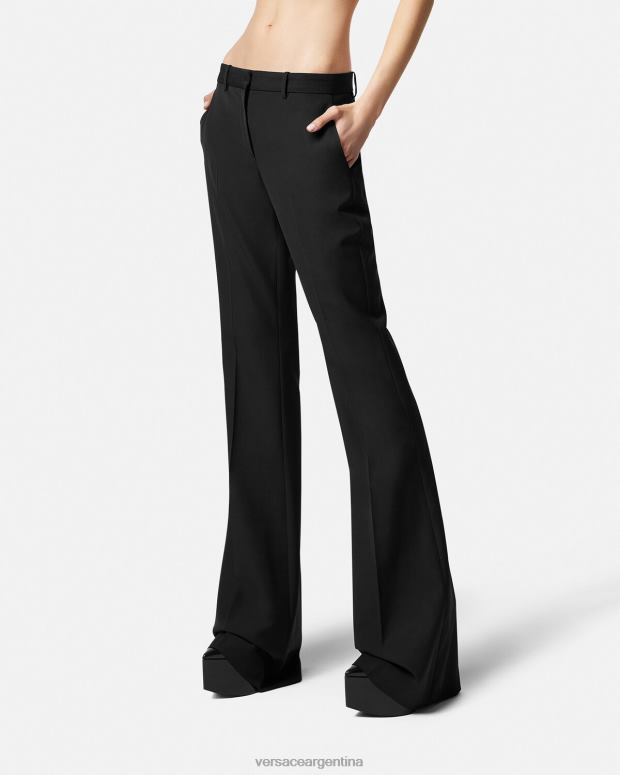 mujer Versace negro pantalones formales acampanados ropa 4F604205