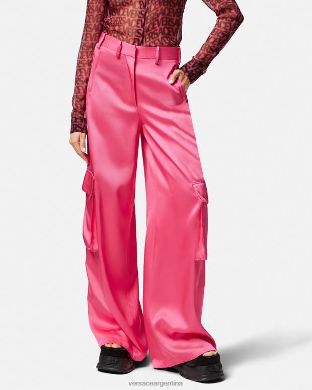 mujer Versace rosa pantalones cargo anchos ropa 4F604209
