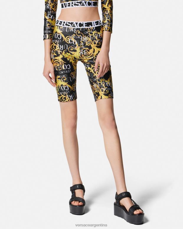mujer Versace un color shorts ciclistas de alta costura con logo ropa 4F6042239