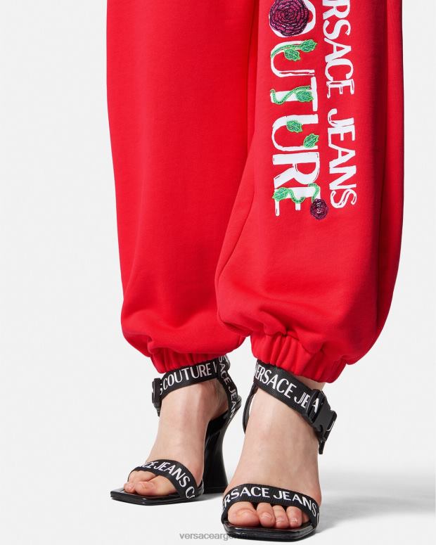 mujer Versace naranja pantalones deportivos con logo y rosas ropa 4F6042177