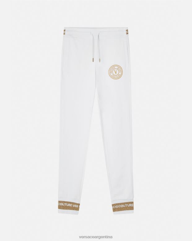 mujer Versace oro y blanco pantalones deportivos con emblema en V ropa 4F6042245