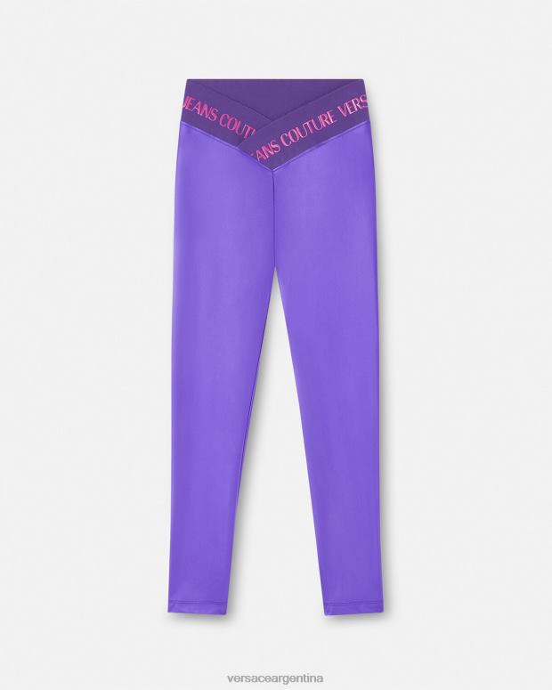 mujer Versace Violeta leggins con logo ropa 4F6042240