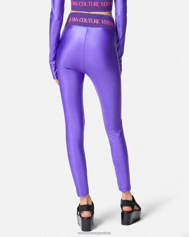 mujer Versace Violeta leggins con logo ropa 4F6042240