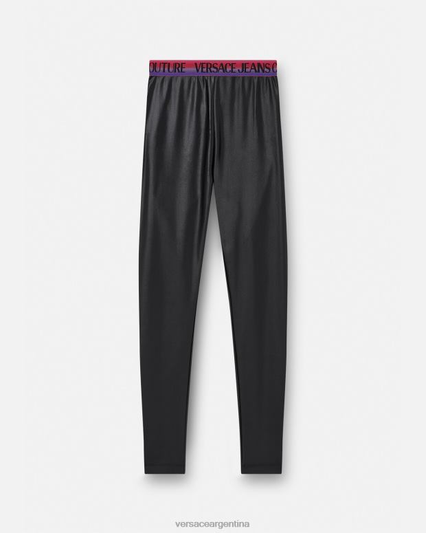 mujer Versace negro leggins con logo ropa 4F6042149
