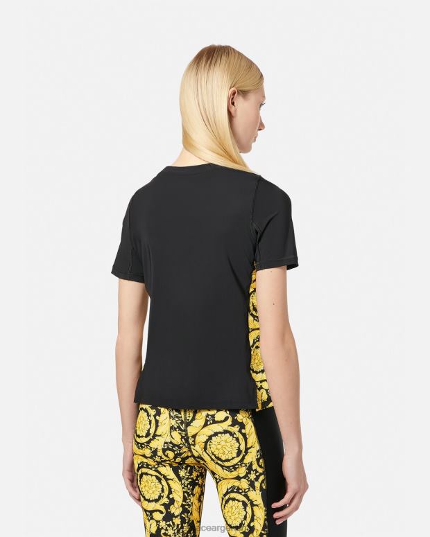 mujer Versace negro camisa de gimnasio barroco ropa 4F604242