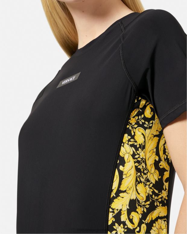 mujer Versace negro camisa de gimnasio barroco ropa 4F604242