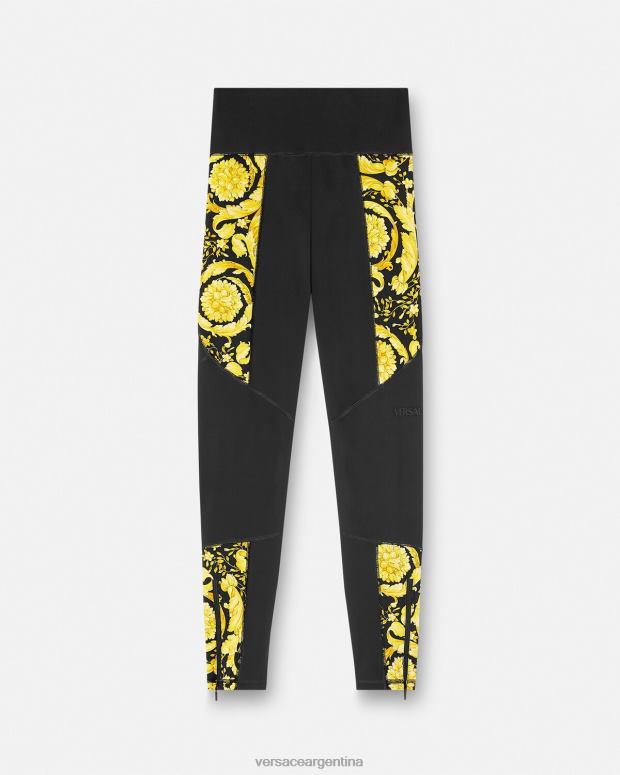 mujer Versace negro leggins de gimnasia barrocos ropa 4F604233