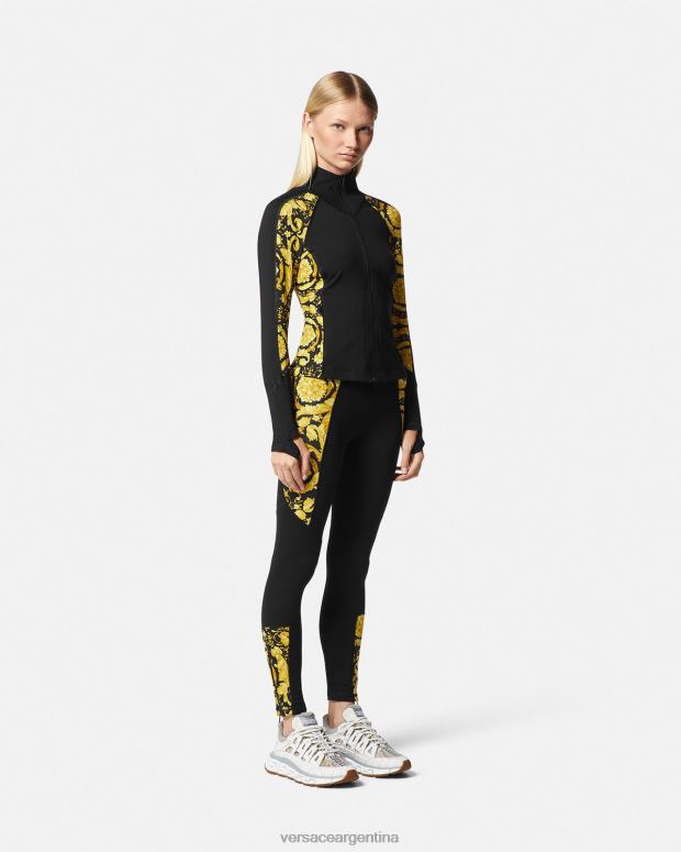 mujer Versace negro leggins de gimnasia barrocos ropa 4F604233