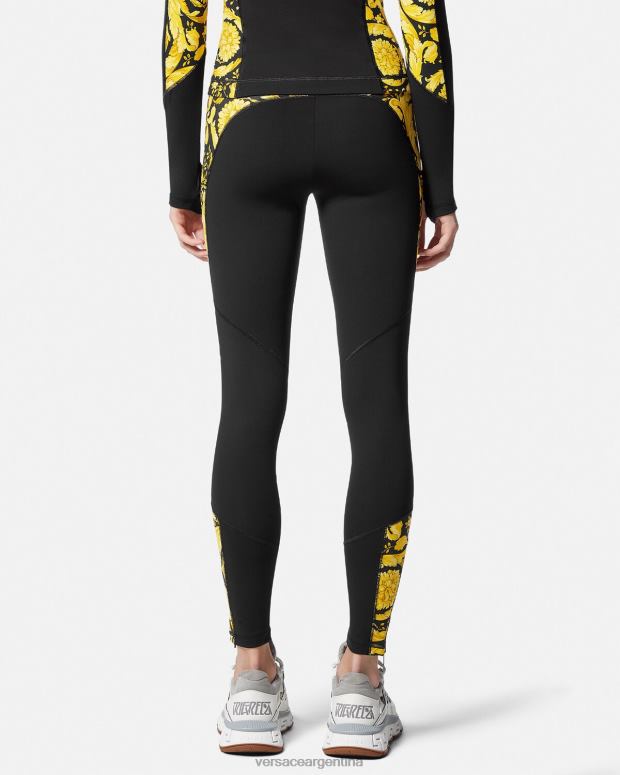 mujer Versace negro leggins de gimnasia barrocos ropa 4F604233