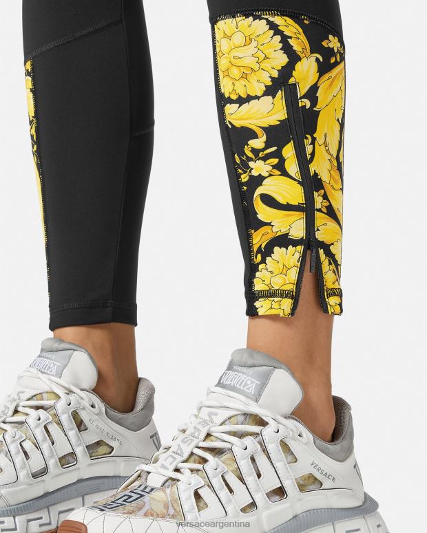 mujer Versace negro leggins de gimnasia barrocos ropa 4F604233