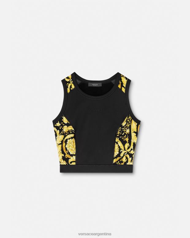 mujer Versace negro sujetador deportivo barroco para gimnasio ropa 4F604232