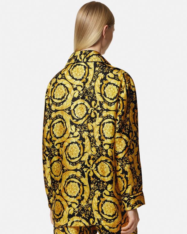 mujer Versace imprimir camisa de pijama de seda con estampado barroco ropa interior y ropa de playa 4F6041027